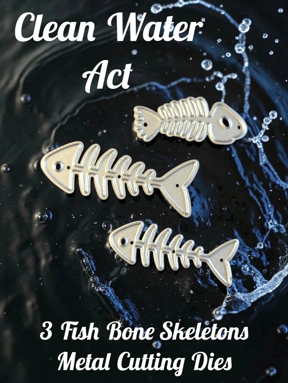 3 Fish Bone Skeletons Metal Cutting Dies Scrapbooking Card Making Craft